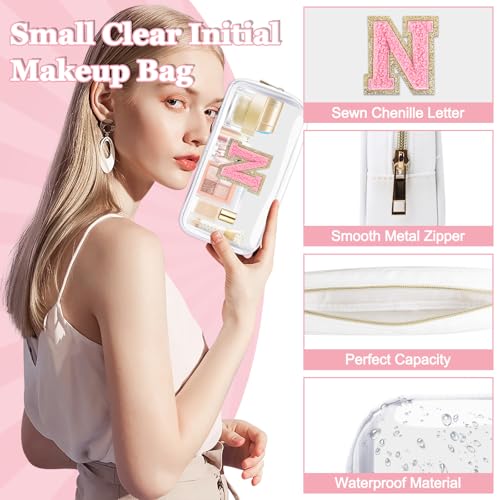 Personalized Chenille Letter Clear Makeup Bag with Zipper