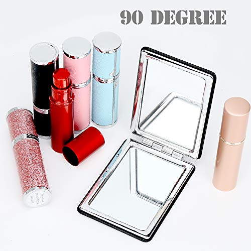 Travel Compact Vanity Mirror - Black, Double-Sided Magnifying & Regular Mirror, Portable for Handbag & Pocket - Classic Black