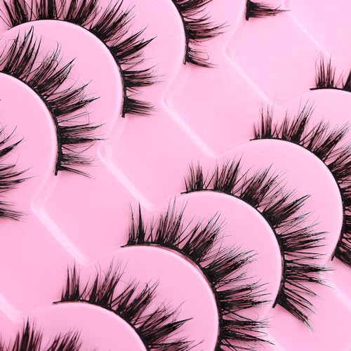 10 Pairs Wet Look Manga Lashes 18mm D Curl 3D Fluffy