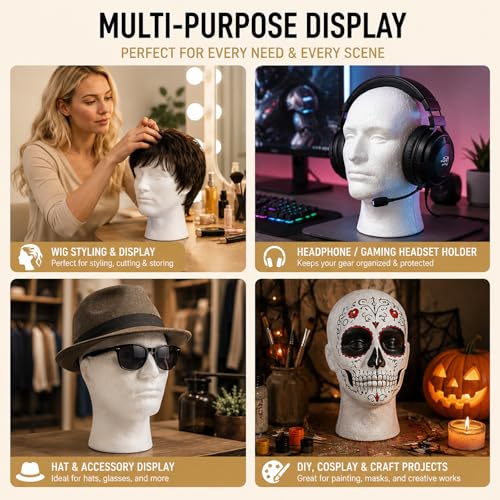 Male Wig Display Mannequin Head Stand Foam Model