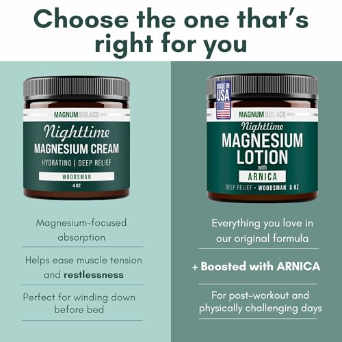 Nighttime Magnesium Lotion with Arnica ? Soothing Relief & Relaxation, Highly Concentrated Magnesium for Muscles & Joints ? Apply to Legs or Feet Before Bed ? Skin-Friendly