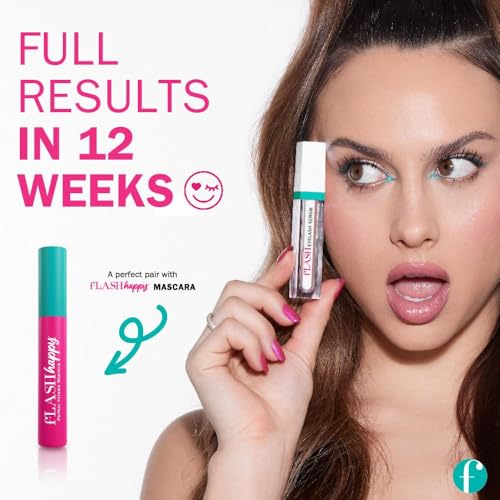 fLASH Eyelash Serum for Long, Curled Natural Lashes - Enhances & Strengthens, Safe & Effective Formula for Contact Wearers & Sensitive Eyes, 3 Month Supply - 2mL (0.07 Fl Oz)