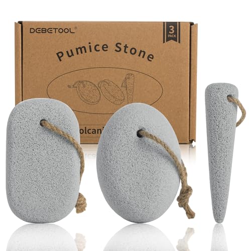 DEBETOOL 3-Pack Natural Volcanic Foot Pumice Stone Set for Callus Removal