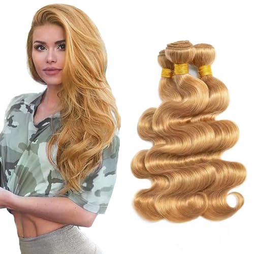 Honey Blonde Body Wave Human Hair Bundles 14 16 18 Inch