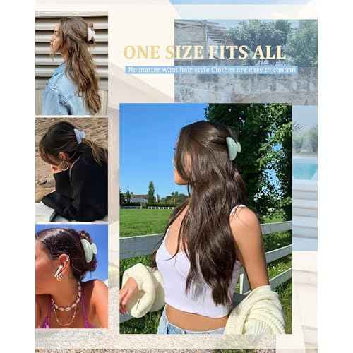 HAIMEIKANG Hair Clip, 4Pcs Acrylic Large Hair Clips in White, Blue, Emerald, Green - Strong Hold Jaw Clips for Thick Thin Hair, Cute Non-slip Claw Clips, Stylish Hair Accessories for Women Girls