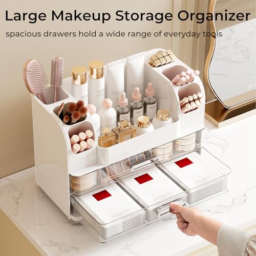 UFORU Makeup Organizer with 2 Drawers & Brush Holders