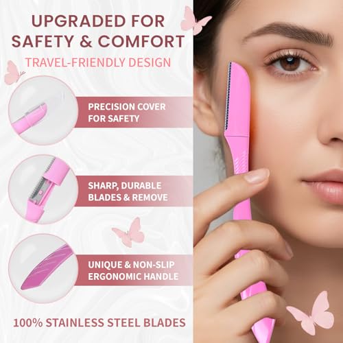 12 pcs tufang Eyebrow & Facial Razor For Women, Facial Eyebrow Razor, Women disposable shaving razors, face razors for women, peach fuzz remover,dermaplaning razor