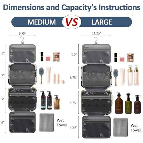 Travel Toiletry Bag for Women with Hanging Hook, Waterproof TSA Approved Cometic Toiletry Bag Organizers Leakproof Make up Bags for Women Cow Print