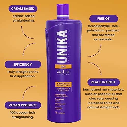 AGILISE UNIKA Keratin Hair Straightening Cream - Formaldehyde-Free, 1L
