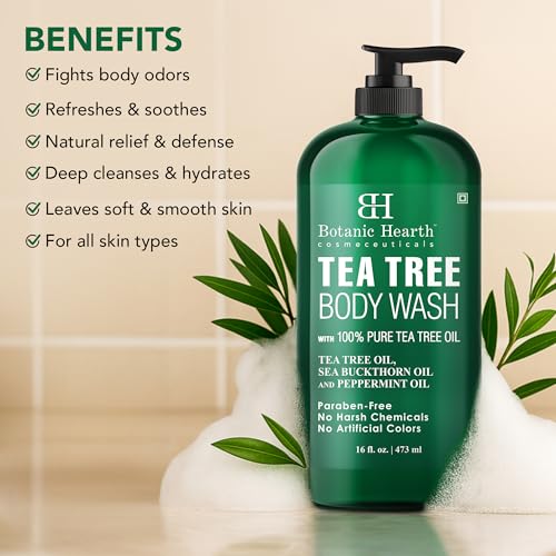 Tea Tree Body Wash with Peppermint & Sea Buckthorn, 16 oz