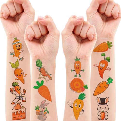 117 PCS Carrot Temporary Tattoos for Kids - Party Favors