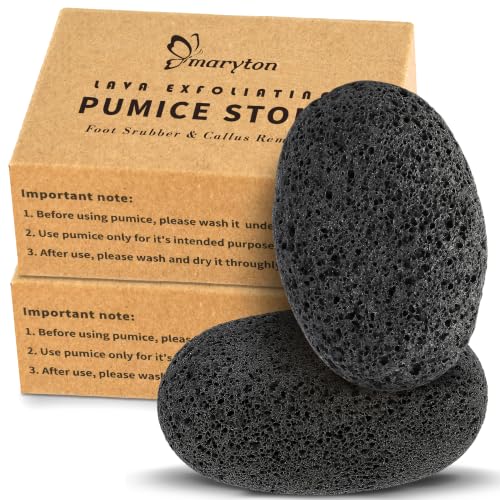 Maryton 2pcs Natural Lava Pumice Stones for Feet & Hands Callus Removal