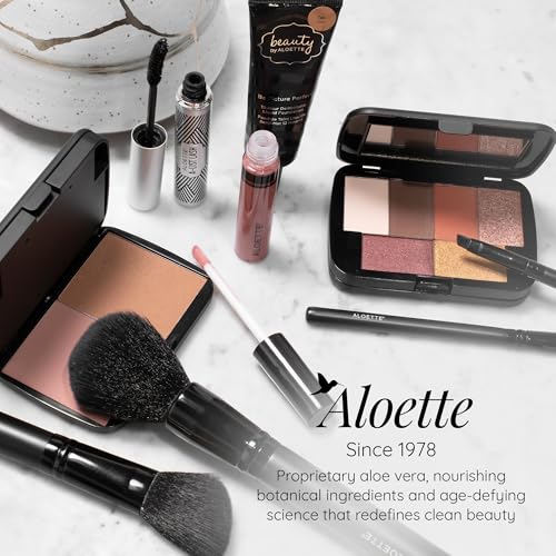 Aloette Professional 5-Piece Makeup Brush Set - Collection Includes Powder Brush, Blush Brush, Liquid Foundation Brush & 2 Eyeliner Brushes - Cruelty Free Synthetic Makeup Brushes for Face