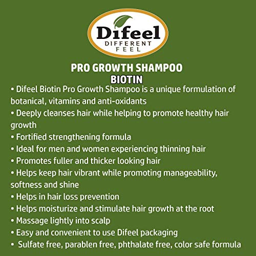 Difeel Biotin 4-PC Hair Growth Shampoo & Hair Care Collection - Includes 33.8oz Shampoo, 6oz Leave in Conditioner, 8oz Hair Mask and 2.5oz Hair Oil