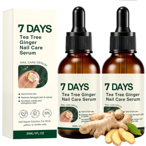 Tea Tree & Ginger Nail Treatment Serum for Weak Brittle Nails - 2 Pack