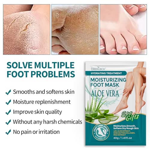 5 Pack Moisturizing Foot Mask Socks for Dry Cracked Feet