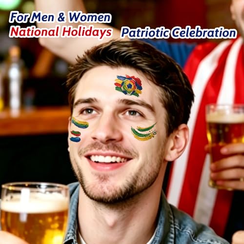 Mexico Flag Face Tattoos - Waterproof Game Day Stickers