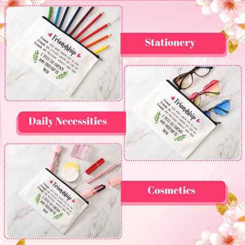 Kenning 12 Pieces Christmas Friends Gifts for Women Friendships Makeup Bag Adjustable Bangle Friendship Bracelet Long Distance Friendship Birthday Gifts for Graduation Family Sister(Classic)