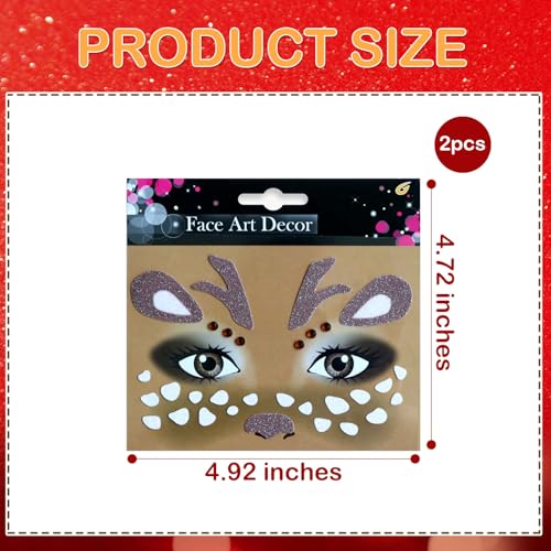 Christmas Glitter Face Tattoos - Reindeer & Animal Designs