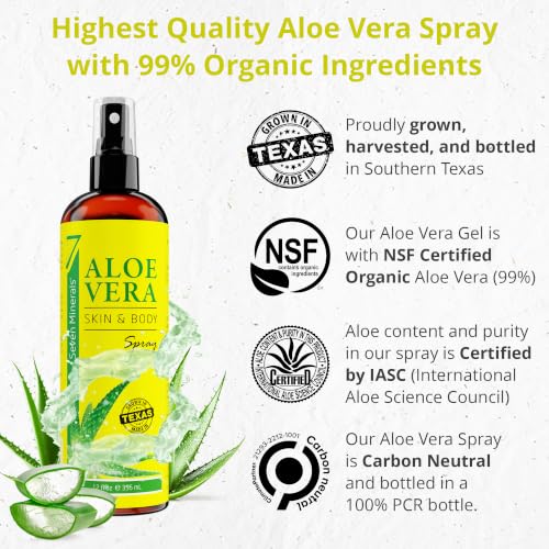 Organic Aloe Vera Spray for Face, Body & Hair - 12 fl oz