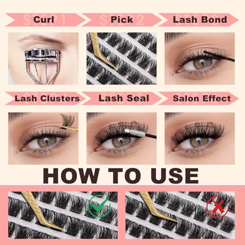 D-Curl Eyelash Clusters 8-16mm, 144PCS Volume Lash Extensions