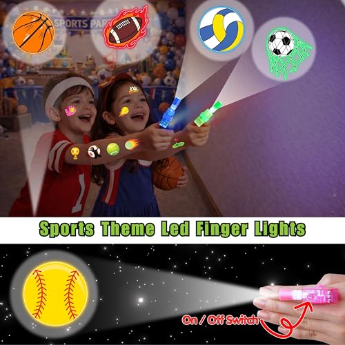 72 PCS Sports Party Favors with LED Finger Lights & Tattoos