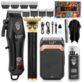Hair Clippers for Men with LED Display, 4-Piece Cordless Grooming Kit with Hair Clipper, Beard Trimmer, Foil Shaver & Nose Trimmer, Complete Set for Home Barber