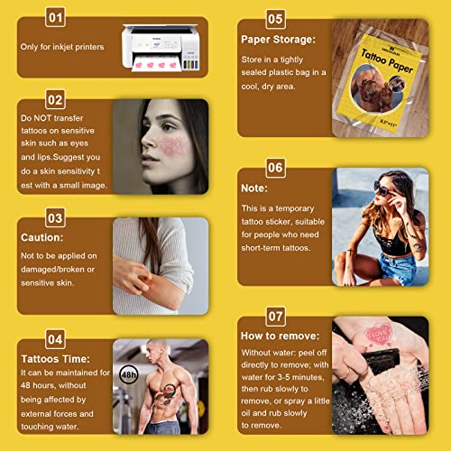 Temporary Tattoo Paper for Inkjet Printer - 10 Sets
