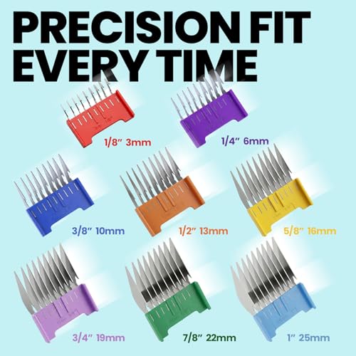 VALLNEI 8-Sized Stainless Steel Animal Grooming Comb Set for Wahl Clippers