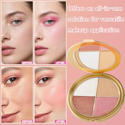 4-in-1 Eye & Cheek Palette with Brushes | Eyeshadow, Blush, Highlighter