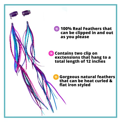 Clip-On Feather Hair Extensions 14 inch | Real Rooster Feathers