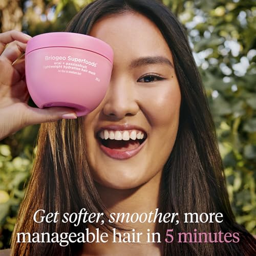 Briogeo Superfoods Acai + Passionfruit Lightweight Hydration Hair Mask ? Deep Conditioner for Fine Hair, Boosts Shine & Softness, Weightless Moisture, Vegan & Cruelty-Free