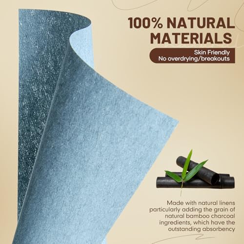 Blotting Papers with Mirror & Puff - 100 Bamboo Charcoal Sheets