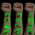 96 Glow in the Dark Checkered Flag Temporary Tattoos