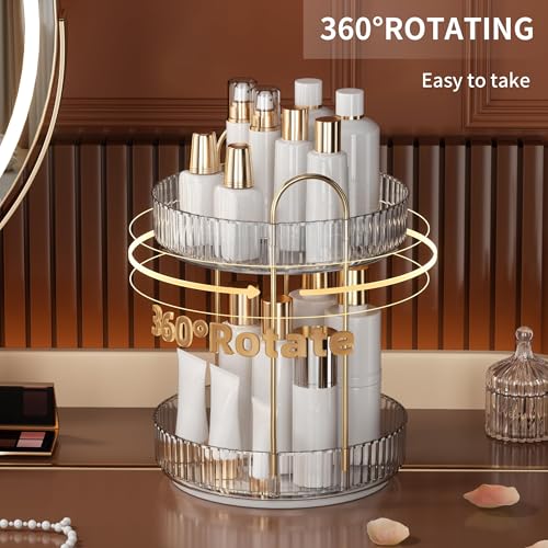 360 Rotating Makeup Organizer - 2 Tier Cosmetic Storage