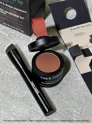 Thick Fiber Root Touch Up Set - Auburn Hair Concealer Powder & Brush