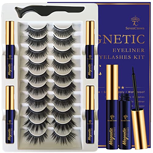 3D Magnetic Eyelashes with Magnetic Eyeliner Kit - 10 Pairs