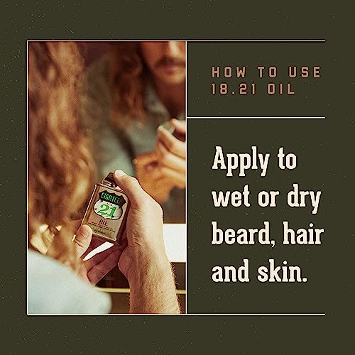 18.21 Man Made Hair, Skin & Beard Oil for Men, 4 Scents - Non-Greasy, Conditioning Balm with Castor Seed, Jojoba, and Argan Oils - Premium Tattoo and Mustache Care Products