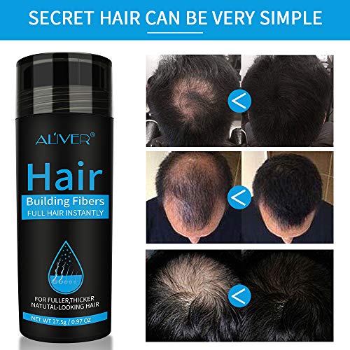 Black Hair Fibers for Thinning Hair - Instant Volume Keratin Powder