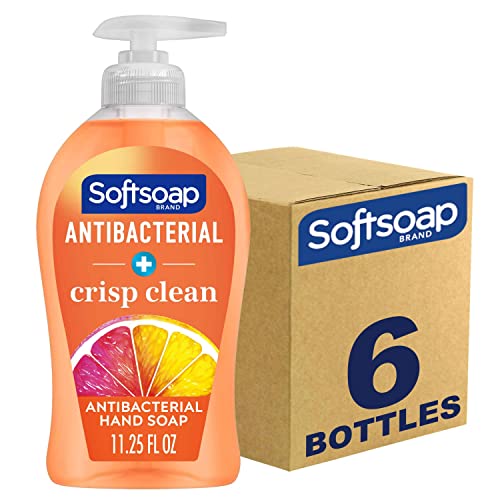 Softsoap Body Wash, Pomegranate & Mango Spritz Body Wash, 20 Fl Oz (Pack of 4) & Antibacterial Liquid Hand Soap, Crisp Clean Scent Hand Soap, 11.25 Ounce, 6 Pack