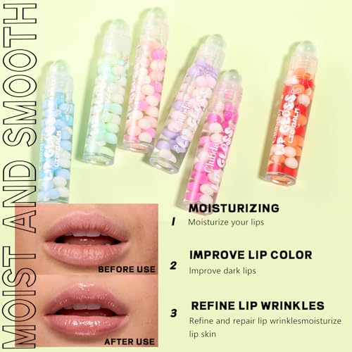 6Pcs Macaron Lip Gloss with Rolling Ball Applicator