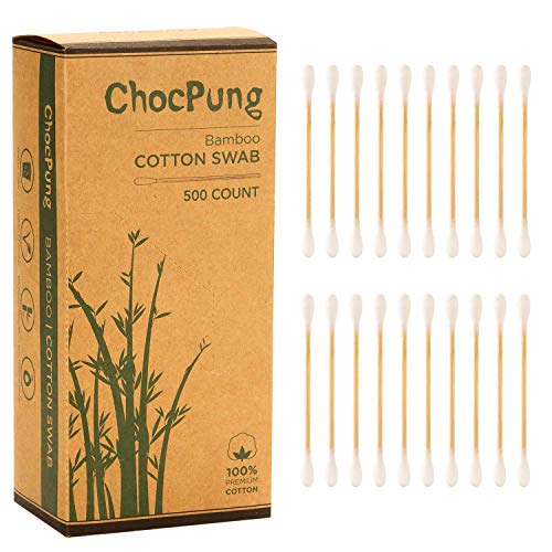 Bamboo Cotton Swabs 500 Pack - Eco-Friendly Double Tip