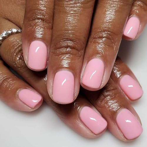 GLAMERMAID Opaque Pink Short Press-On Nails | Pure Fake Nails, Square / Squoval, 24pcs