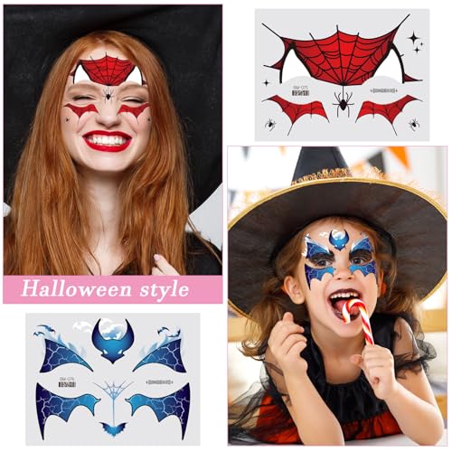 Konsait 20 Sheets Animal Face Tattoos for Kids - Tiger, Spider, Rabbit, Butterfly Designs for Boys and Girls, Fake Face Paint Tattoos Halloween Makeup Stickers Birthday Party Favors
