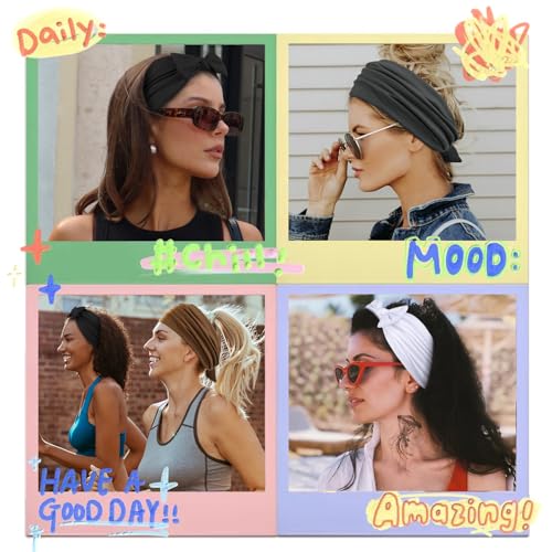 Bow Headbands for Women - 4 Pack Wide Non-Slip Hair Bands