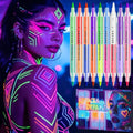 UV Neon Glow Face Paint Markers - 9 Dual-Ended, 18 Colors