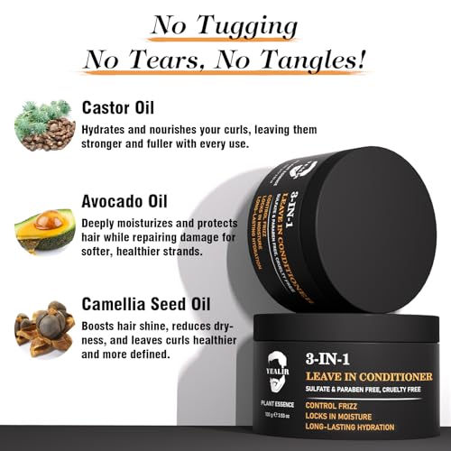 Leave-In Conditioner for Men - 3-in-1 Frizz Control & Curl Definition