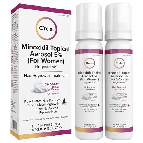 C'rcle 5% Minoxidil Foam for Women, Unscented, 2-Pack (4.2 fl oz each) 8-Month Supply