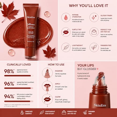 Jellicious Tinted Lip Gloss Serum - Rosy Maple Hydrating Jelly
