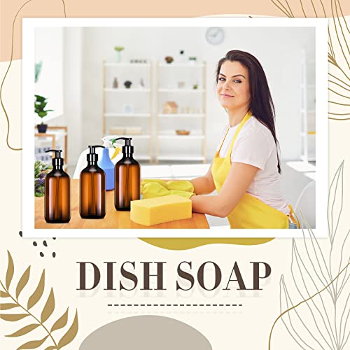 Tessco for You 24 Pcs Amber Soap Dispenser Empty Plastic Pump Bottles Refillable Shampoo Container for Hand Sanitizer Soap Lotion Body Wash Conditioner Bathroom Travel, 16.9oz